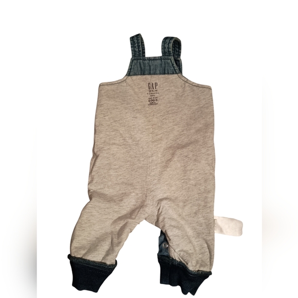 Baby Gap Overalls Blue Denim fully lined in grey Size 3 months Warm and soft - Picture 3 of 9